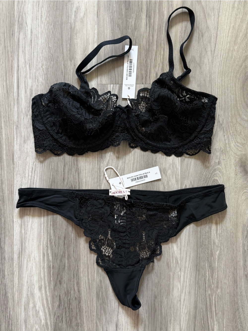 Adore Me Black Lace Underwire Bralette & Bikini Panty Set